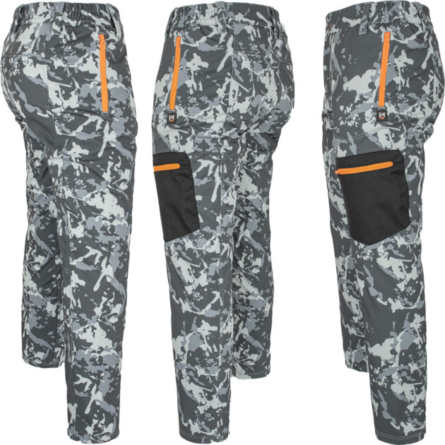 Pracovní maskáčové softšelové kalhoty ORKAN CAMU